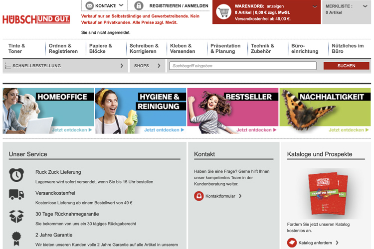 Firmenkunden Online-Shop