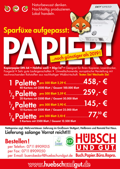 Papier Sparfuchaktion 2020 - Hübsch und gut