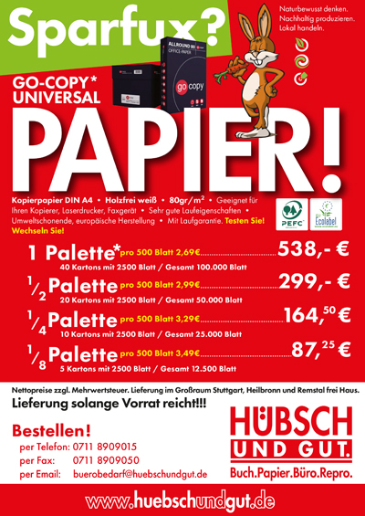 Sparfux GoCopy Papier Aktion - Hübsch und gut